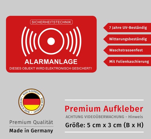 Aufkleber achtung alarmanlage - aufkleber,