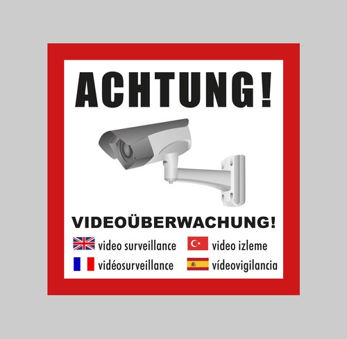 Aufkleber alarmanlage achtung - alarmanlage,