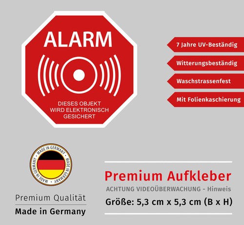 Aufkleber achtung alarm objekt - aufkleber,
